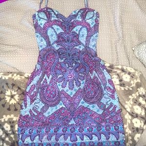 Blue and purple short Rachel Allen dress